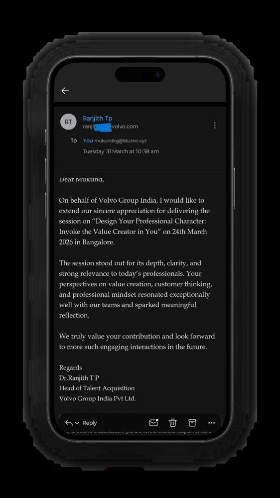 Volvo appreciation letter